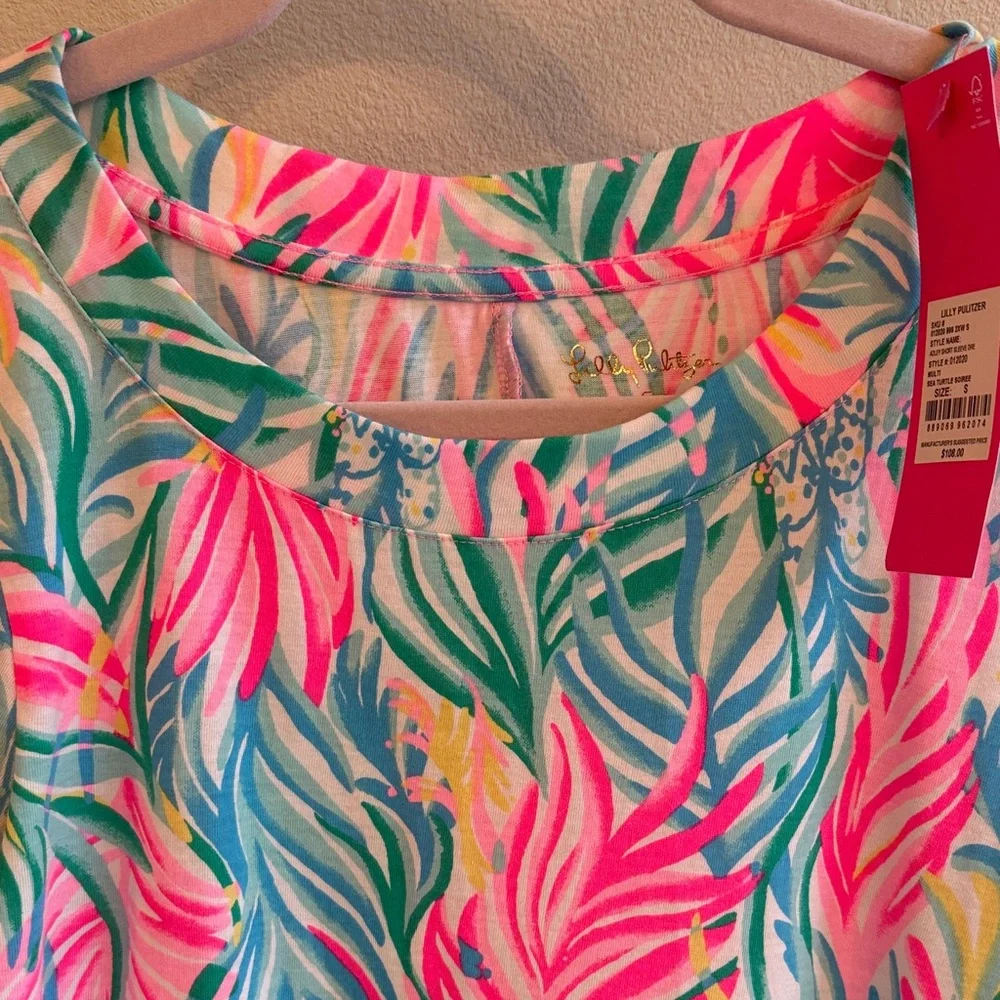 Lilly Pulitzer Pink and Green Leaf Mini Dress - Picture 4 of 6